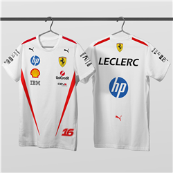 تیشرت پنبه ای سفید چارلز لکلرک فراری 2026