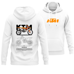 هودی پنبه ای سفید موتور KTM 250 EXC