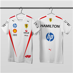 تیشرت پنبه ای سفید لوئیس همیلتون فراری 2026