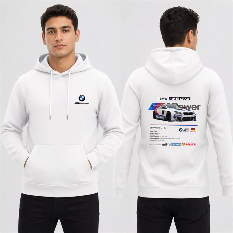 تن خور هودی پنبه‌ای رنگ سفید BMW VIP