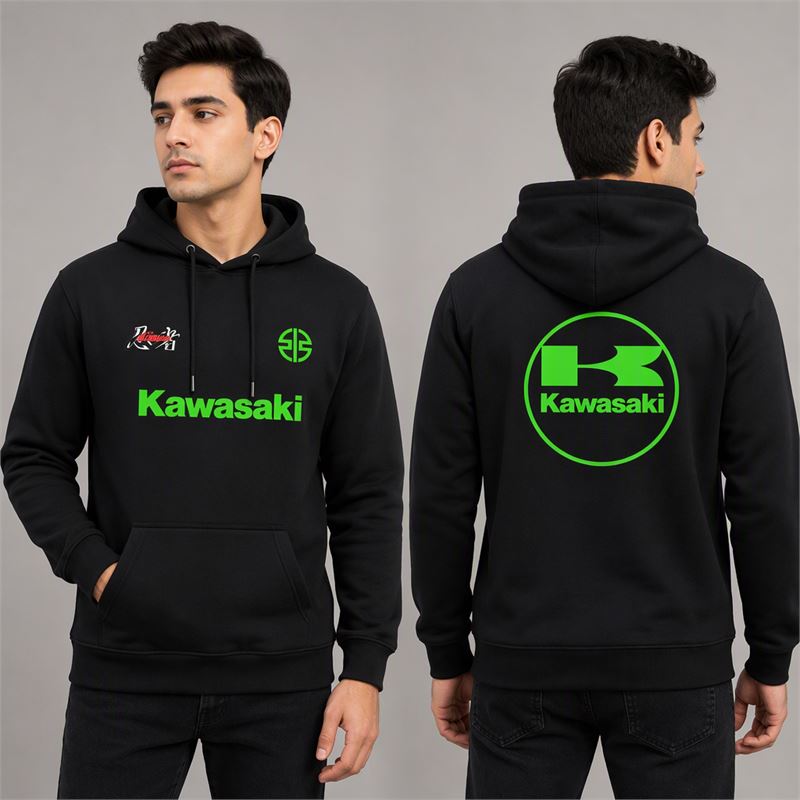 تن خور هودی پنبه‌ای رنگ مشکی کاوازاکی