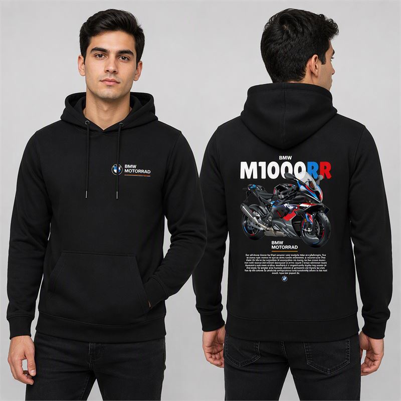 تن خور هودی پنبه‌ای مشکی موتور BMW M1000RR