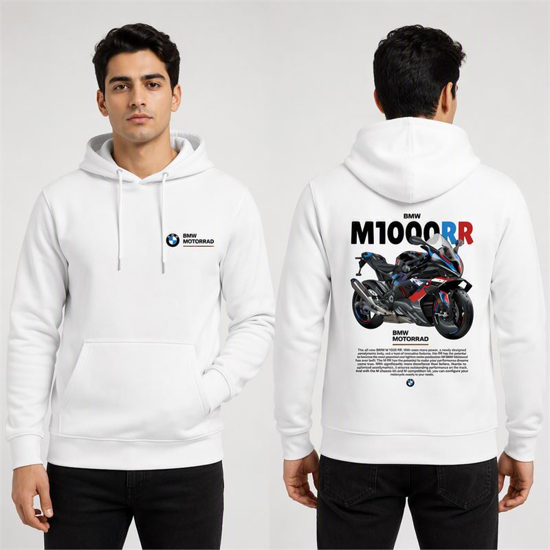 تن خور هودی پنبهای سفید موتور BMW M1000RR