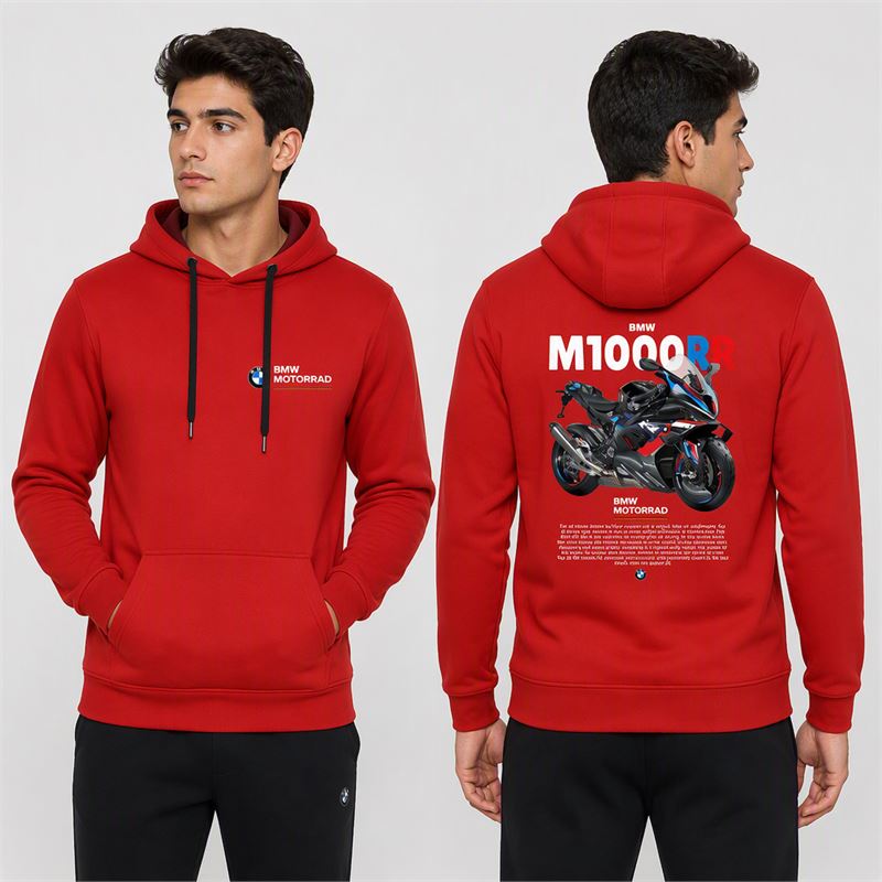 تن خور هودی پنبه‌ای قرمز موتور BMW M1000RR