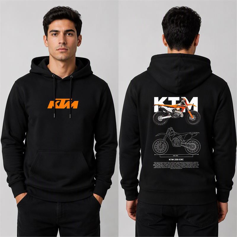 تن خور هودی پنبه‌ای مشکی موتور KTM 250 EXC
