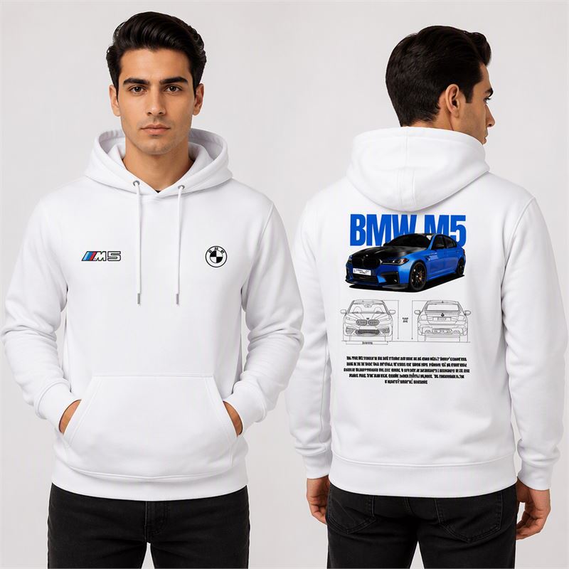 تن خور هودی پنبه‌ای سفید BMW M5