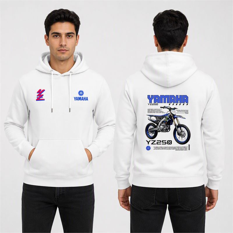 تن خور هودی پنبه‌ای سفید یاماها YZ250