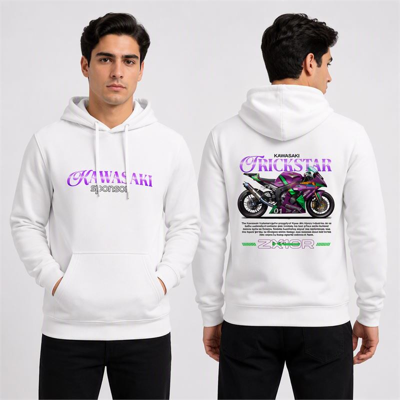 تن خور هودی پنبه‌ای سفید کاوازاکی ZX10R