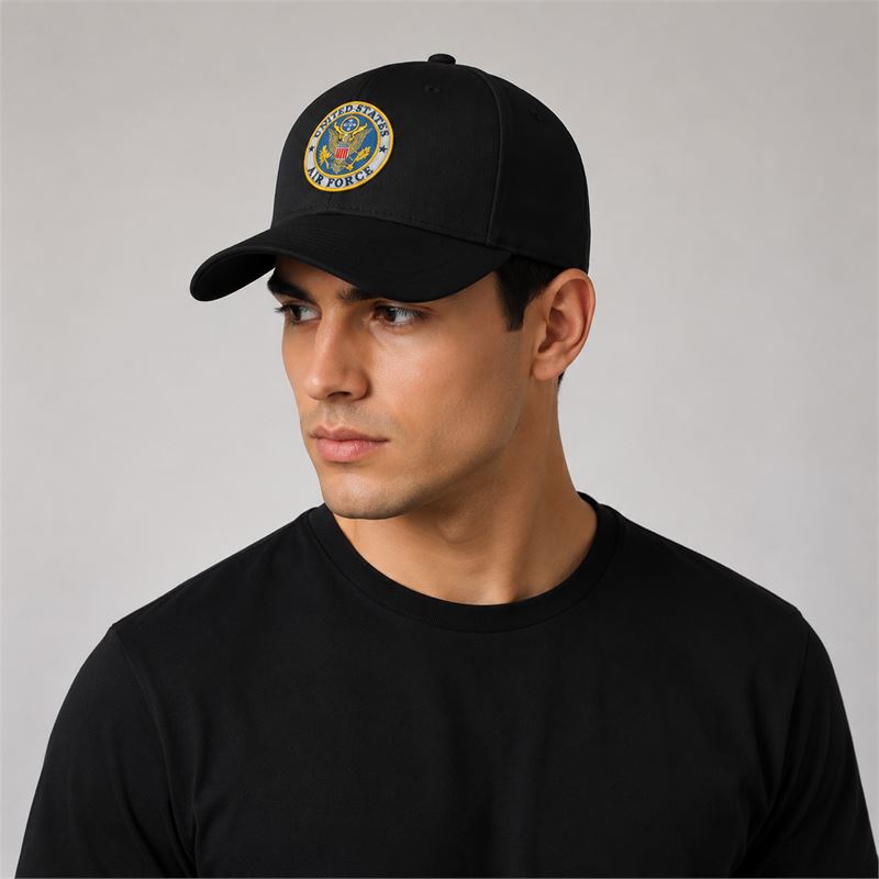 تن خور کلاه کتان مشکی US Airforce(گلدوزی)