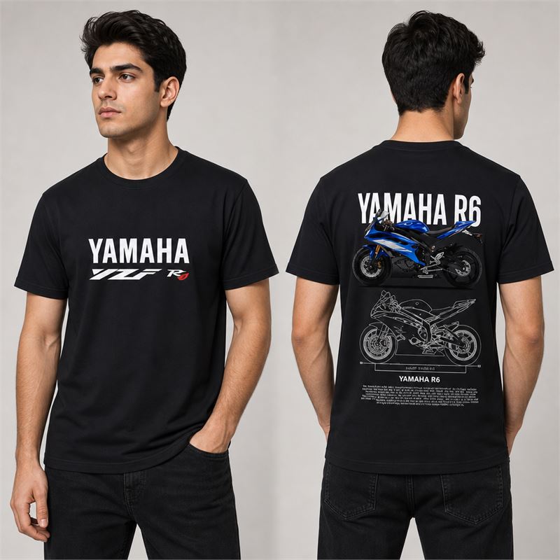 تن خور تیشرت پنبه ای مشکی یاماها YZF R6