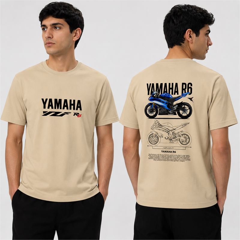 تن خور تیشرت پنبه ای کرمی یاماها YZF R6