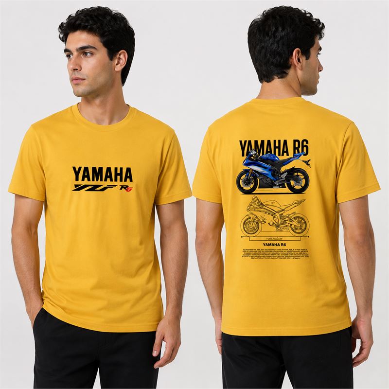 تن خور تیشرت پنبه ای زرد یاماها YZF R6