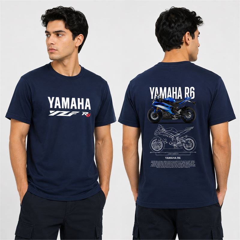 تن خور تیشرت پنبه ای سرمه ای  یاماها YZF R6