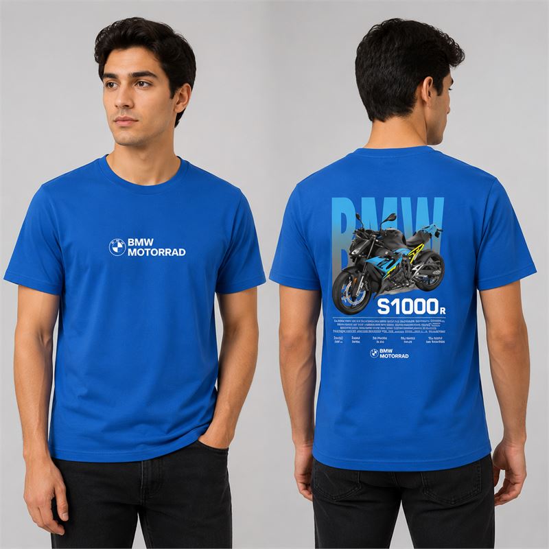 تن خور تیشرت پنبه ای آبی موتور BMW S1000R