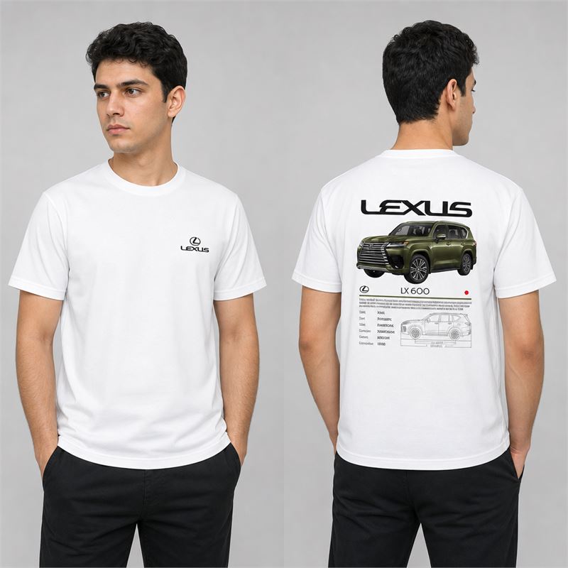 تن خور تیشرت پنبه ای سفید لکسوس LX600