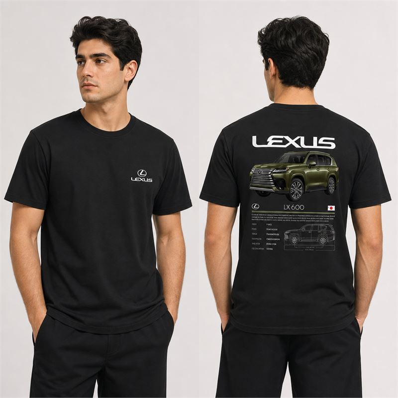 تن خور تیشرت پنبه ای مشکی لکسوس LX600