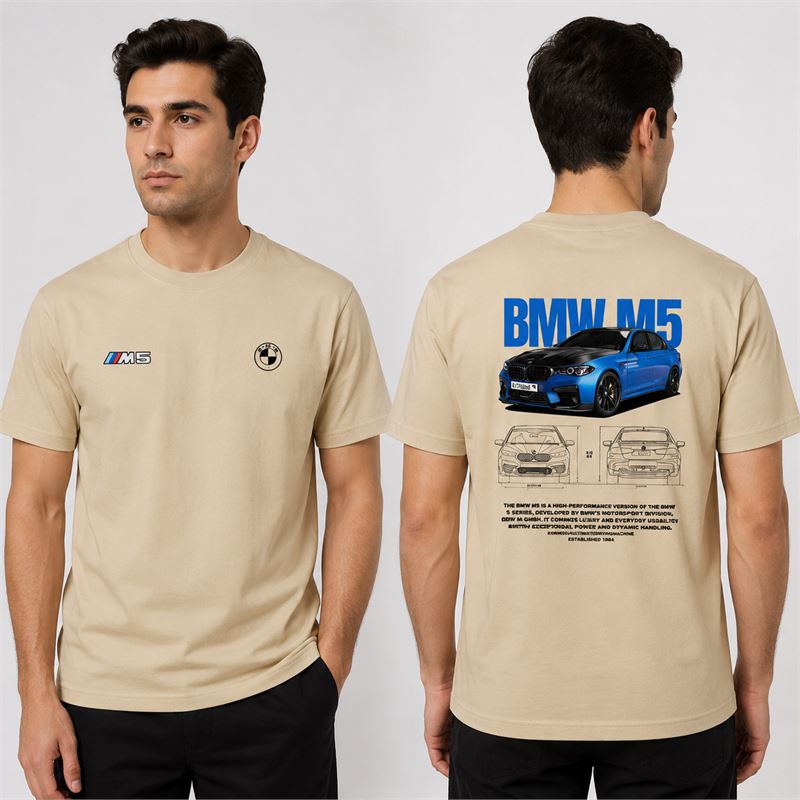 تن خور تیشرت پنبه ای کرمی BMW M5