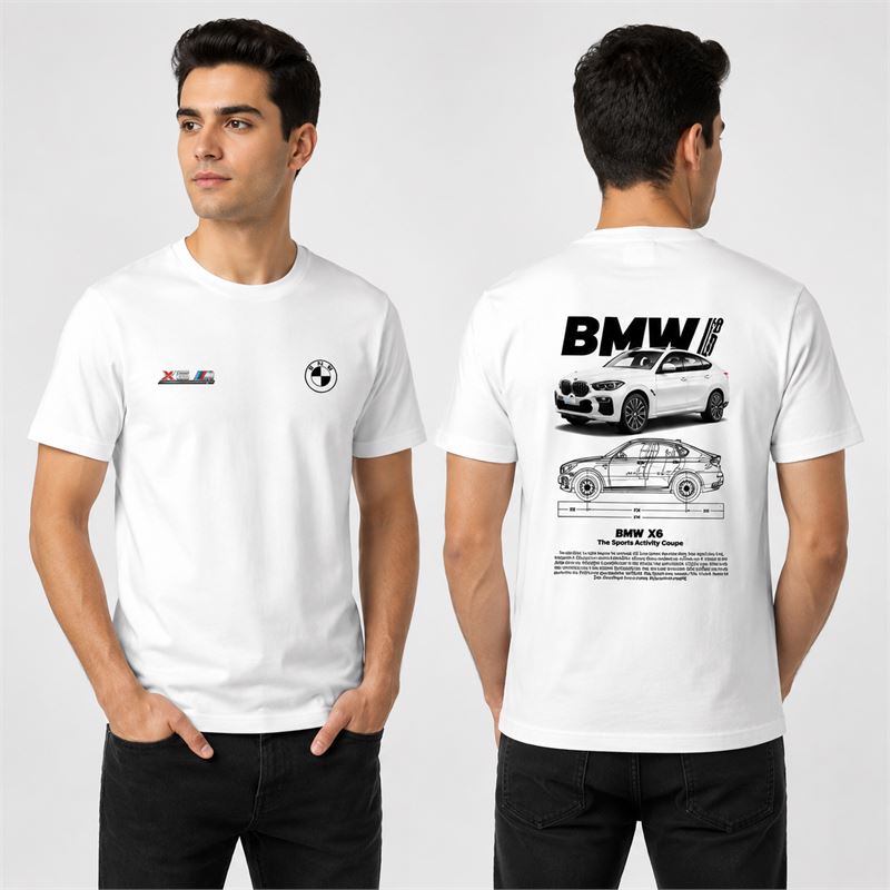 تن خور تیشرت پنبه ای سفید BMW X6