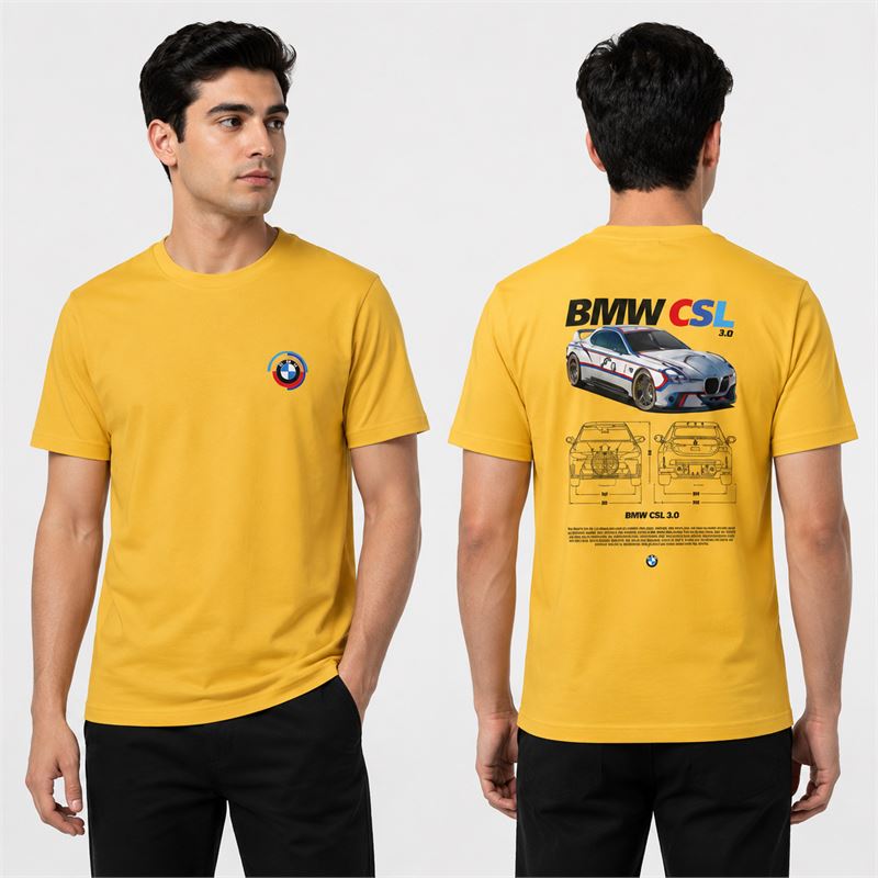 تن خور تیشرت پنبه ای زرد BMW CSL