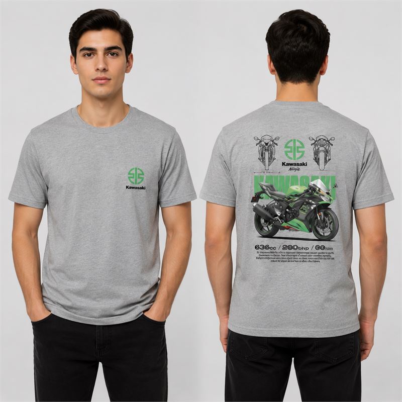 تن خور تیشرت پنبه‌ای طوسی کاوازاکی نینجا ZX-6R