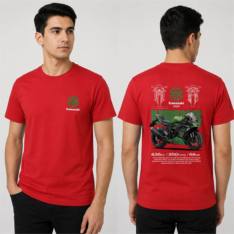 تن خور تیشرت پنبه‌ای قرمز کاوازاکی نینجا ZX-6R