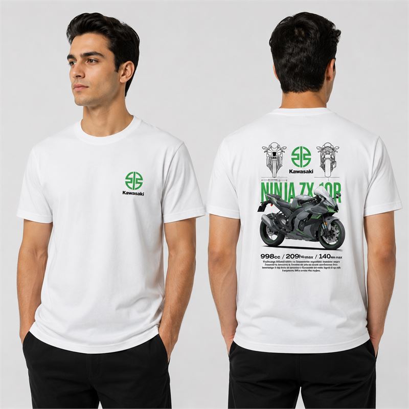 تن خور تیشرت پنبه ای سفید کاوازاکی نینجا ZX-10R