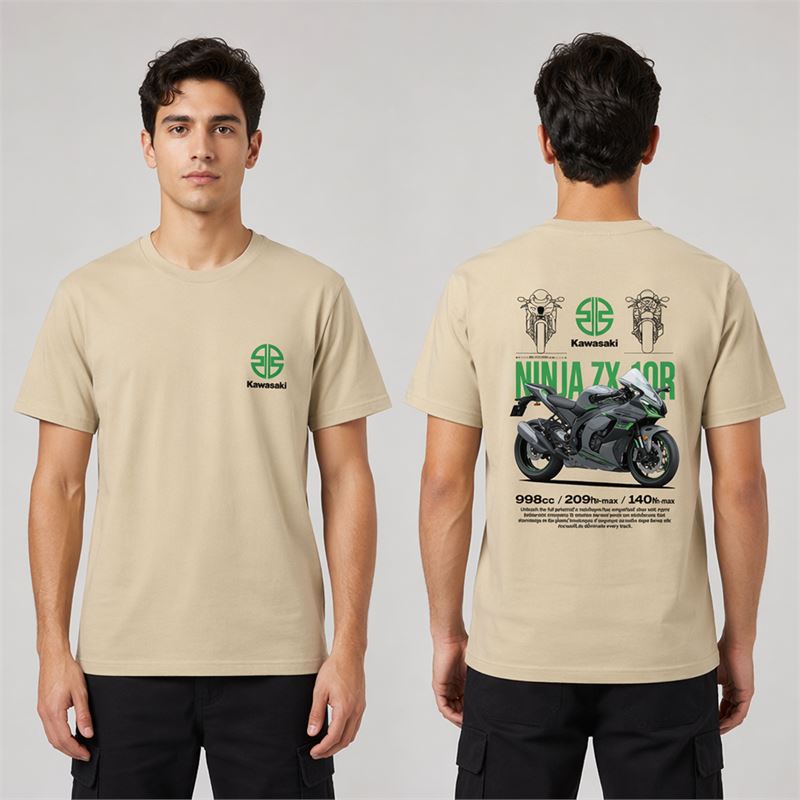تن خور تیشرت پنبه‌ای کرمی کاوازاکی نینجا ZX-10R