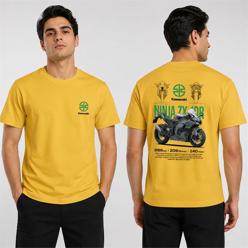 تن خور تیشرت پنبه‌ای زرد کاوازاکی نینجا ZX-10R