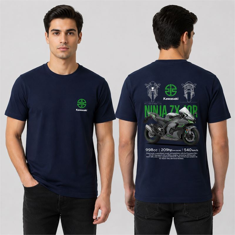 تن خور تیشرت پنبه‌ای سرمه‌ای کاوازاکی نینجا ZX-10R