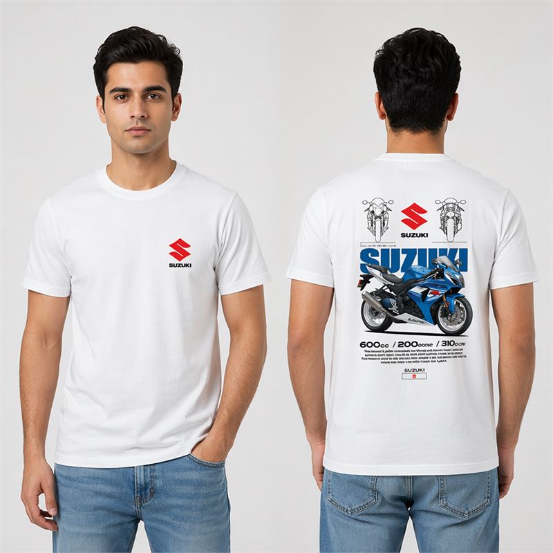 تن خور تیشرت پنبه ای سفید سوزوکی GSX R600