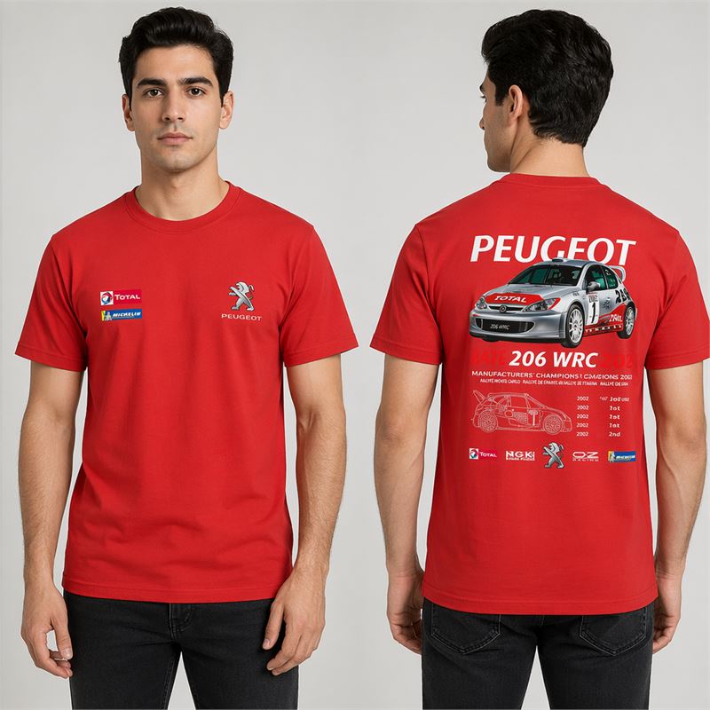 تن خور تیشرت پنبه ای قرمز پژو 206 WRC