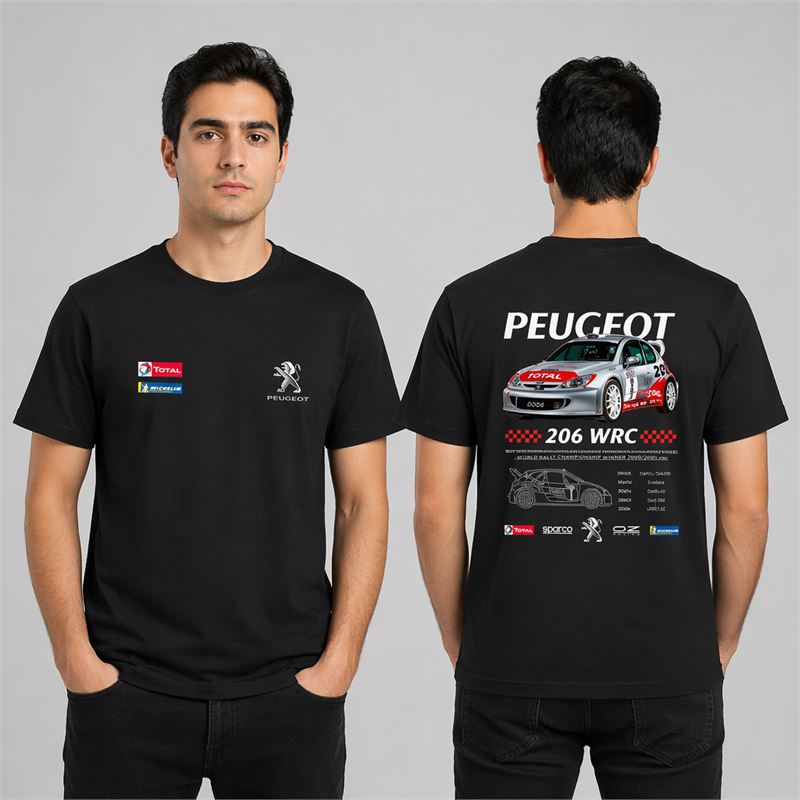 تن خور تیشرت پنبه ای مشکی پژو 206 WRC