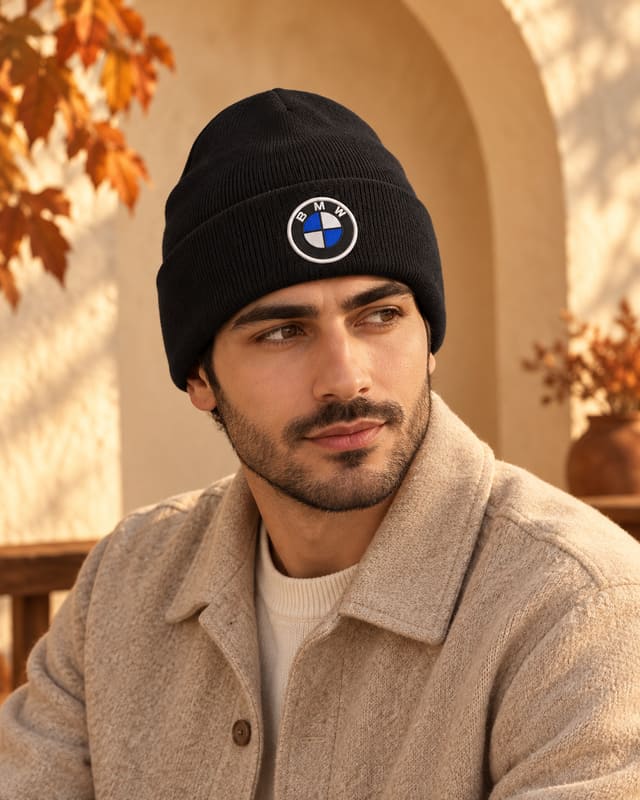 کلاه بافت مشکی BMW (گلدوزی)