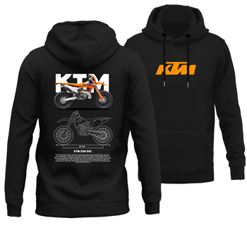 هودی پنبه ای مشکی موتور KTM 250 EXC