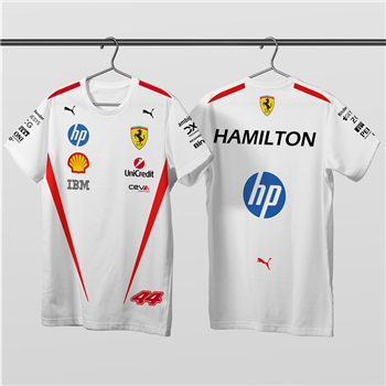 تیشرت پنبه ای سفید لوئیس همیلتون فراری 2026